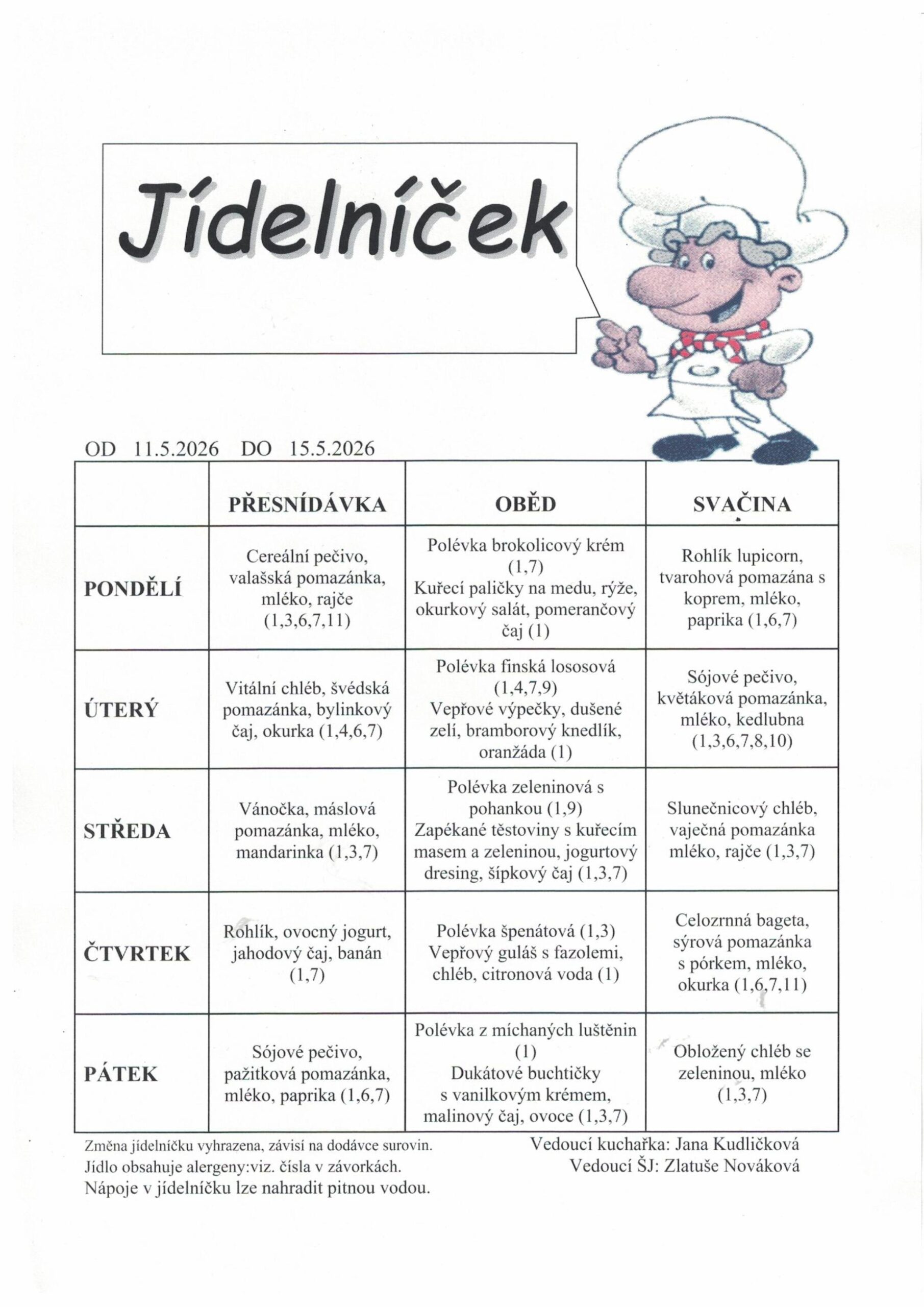 jídelníček