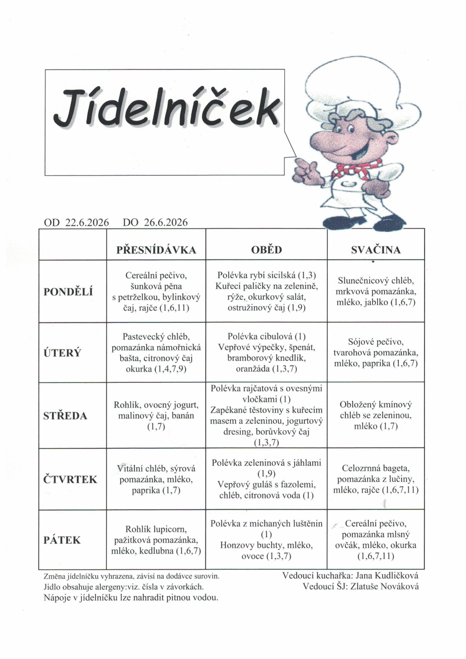jídelníček 2